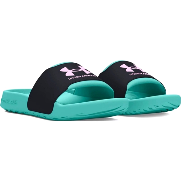 Under Armour Girls' UA Ignite Select Radial Turquoise Slides Size 1y - Picture 1 of 5